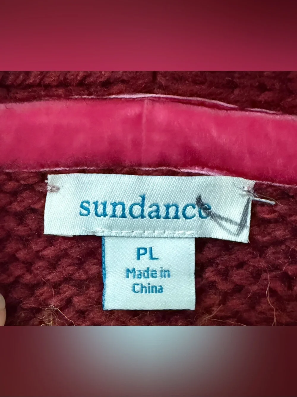 Rare Sundance Tayen Sweater Coat Cozy Burgundy Boho Patterned Size LP
